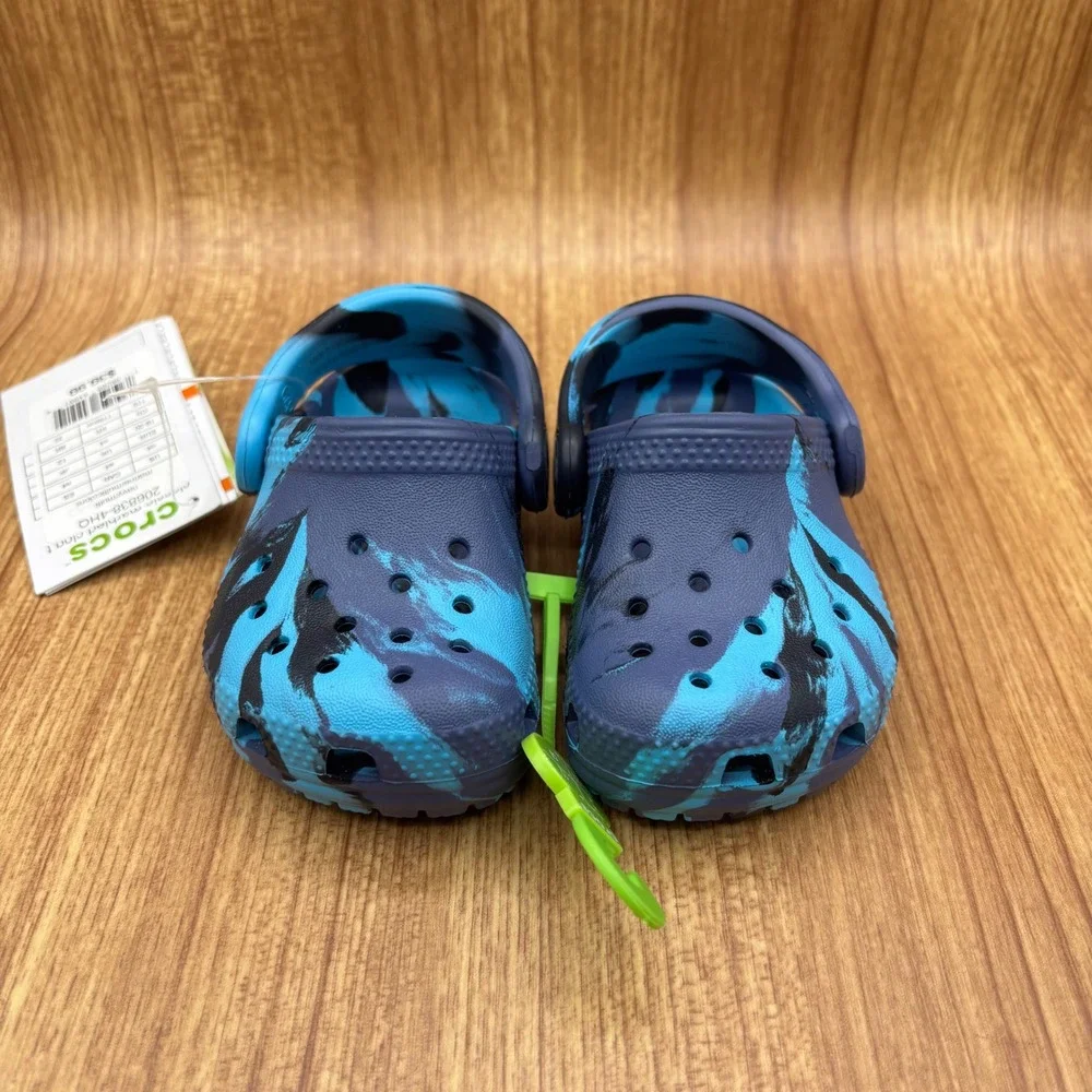 Crocs Classic Marbled Clog Toddler Size C4 Navy Multi New Swirl Water Shoe #1218